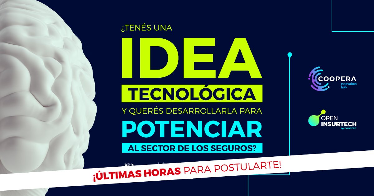 📢 ¡ÚLTIMAS HORAS PARA INSCRIBIRTE!

👉 ¿Tenés una idea o proyecto tecnológico que permita agregar valor al sector de aseguradoras?

¡No esperes más! 💪 Registrate al Open Insurtech y llevá tu idea a otro nivel 🚀

#InnovarImpacta #InnovandoJuntos #Somoscoopera #CooperaHub