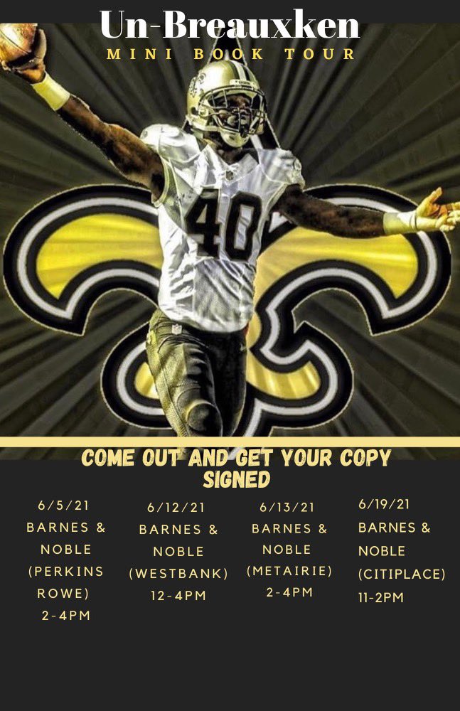 Breauxshow24's tweet photo. Party like a rockstar ... I got my @BNBuzz book tour ... Starting this Week I’m in @visitbatonrouge ... Make sure you guys tap in and come get your signed copy ...
#nola #batonrouge #jiggacity #barnesandnoble #unbreauxken #delvin #breaux #story #nfl #saints #booksigning https://t.co/6fpmpPCiTX