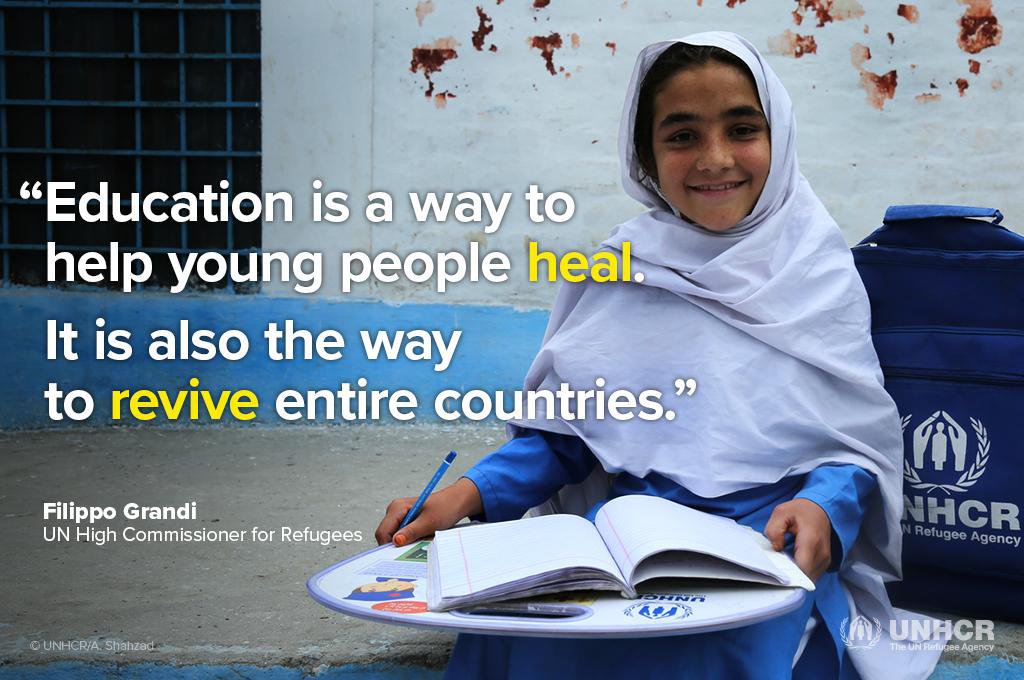 Refugees's tweet photo. Education is a basic human right for all children, including refugees. https://t.co/yTrZxWvGEb
