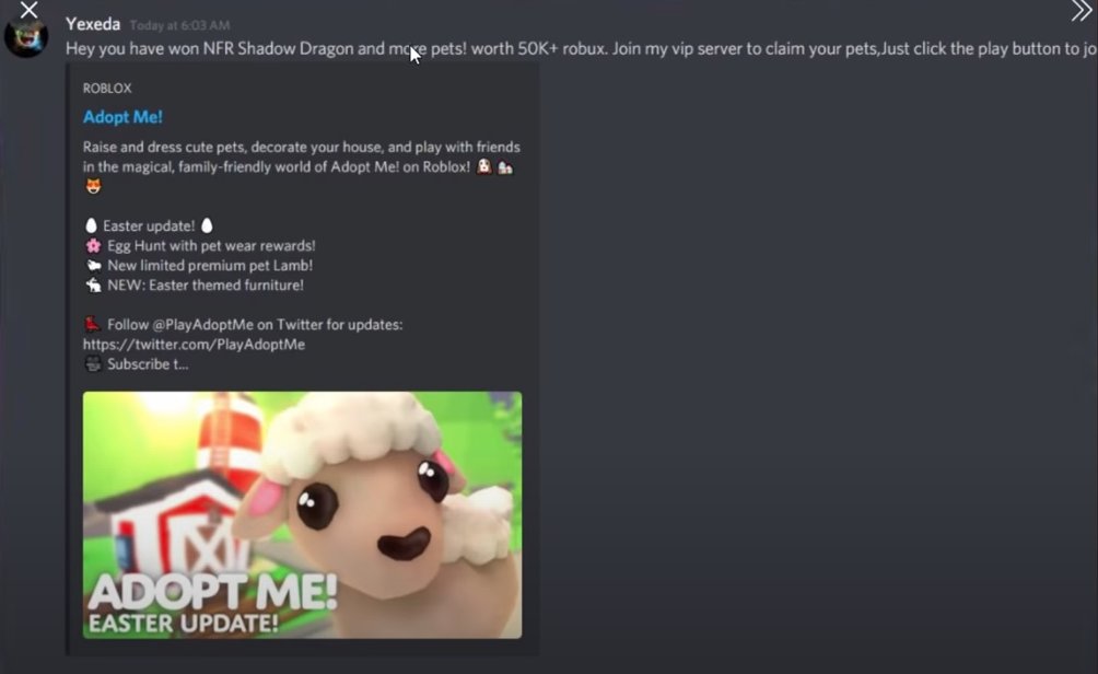 roblox adopt me scam bots are now on DISCORD 