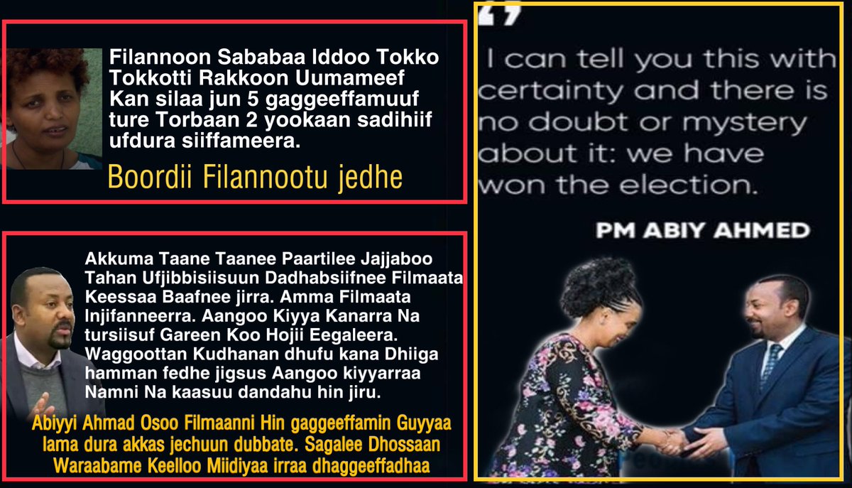 unitedoromia's tweet photo. Keelloo Miidiyaan Sagalee Dhossaa Kan Abiyyi guyyaa lama dura dubbate baaseera. Dhaqaa dhaggeeffadhaa https://t.co/d0GTETD67D