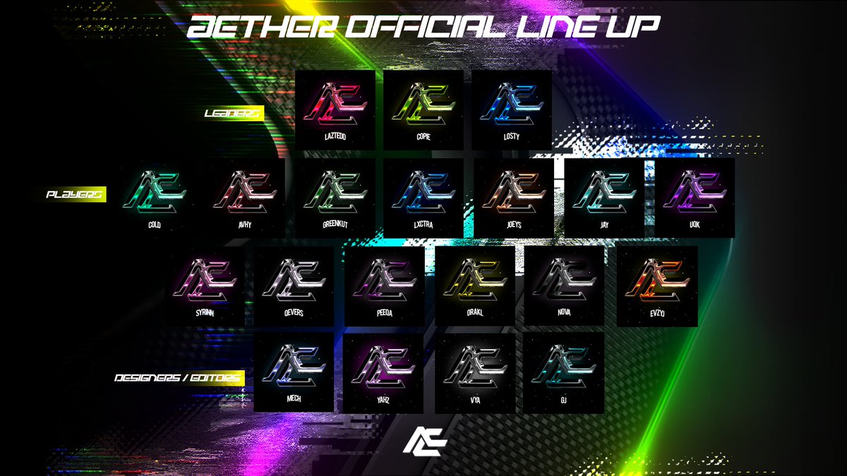PureAether_'s tweet photo. Introducing the full Aether roster!
#PureAether🚀 https://t.co/ySXTGTD3IP
