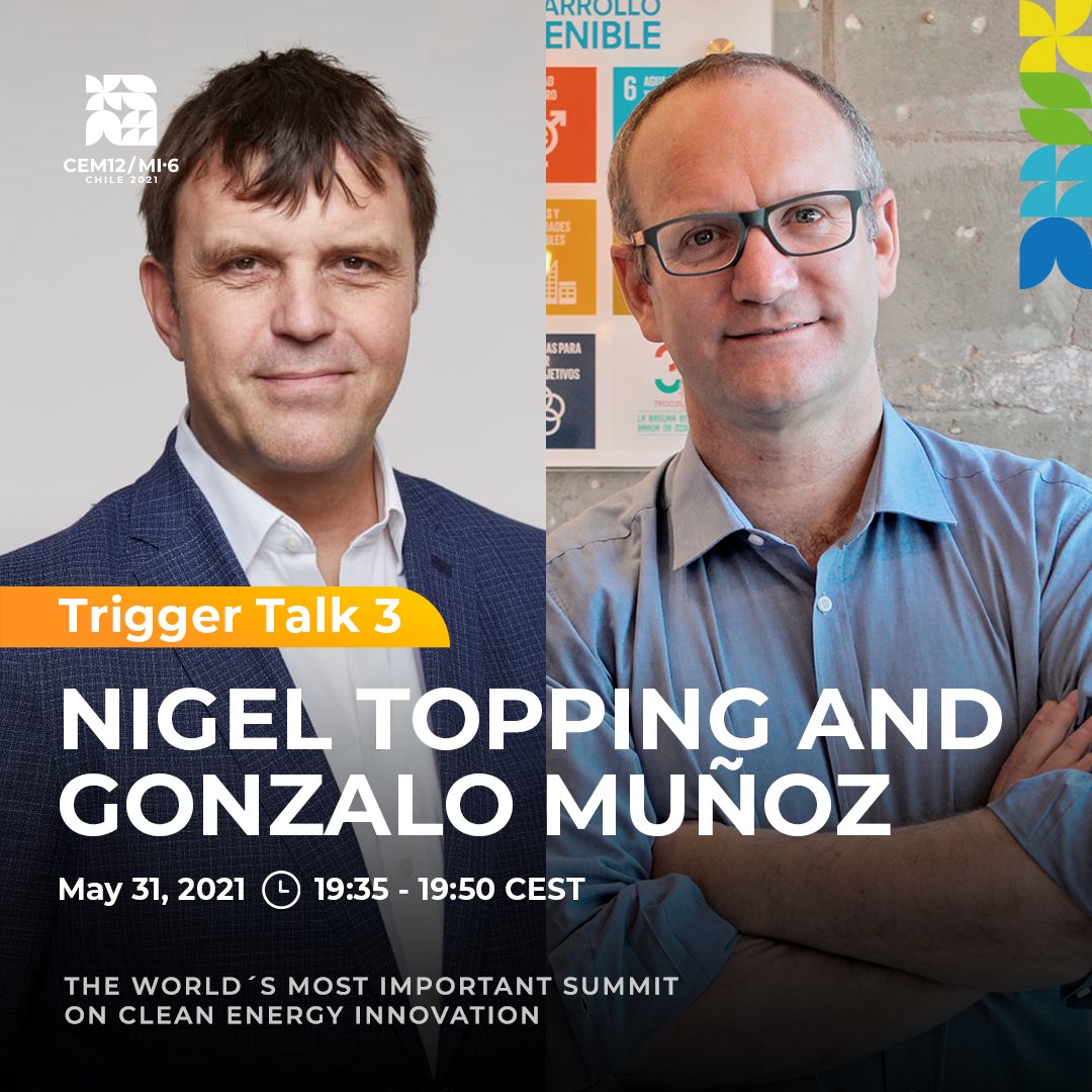 MICleanEnergyRD's tweet photo. Beginning now! 🚨
 
@Topnigel &amp; @gmunozabogabir’s #TriggerTalk is about to start. 

The work they are doing on #RacetoZero and #ClimateBreakthroughs has been essential for our new public-private innovation Missions.

Don’t miss it - tune in now!  

#CEM12MI6 https://t.co/lOAxZYOoCV