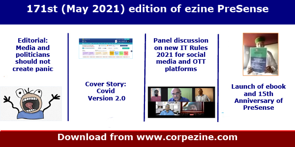 prpoint's tweet photo. 171st (May 2021) edition of eMagazine PreSense | Editorial: Media &amp; politicians should not create panic for self interest
https://t.co/NRiFSxImMX

@PMOIndia  @arjunrammeghwal  @PriyaRahul_2020  @NGPLForum  @srisriniii  @thisisSamaran  @jananaayakan  @CMOTamilnadu  @narendramodi https://t.co/NSjLxkGvpI