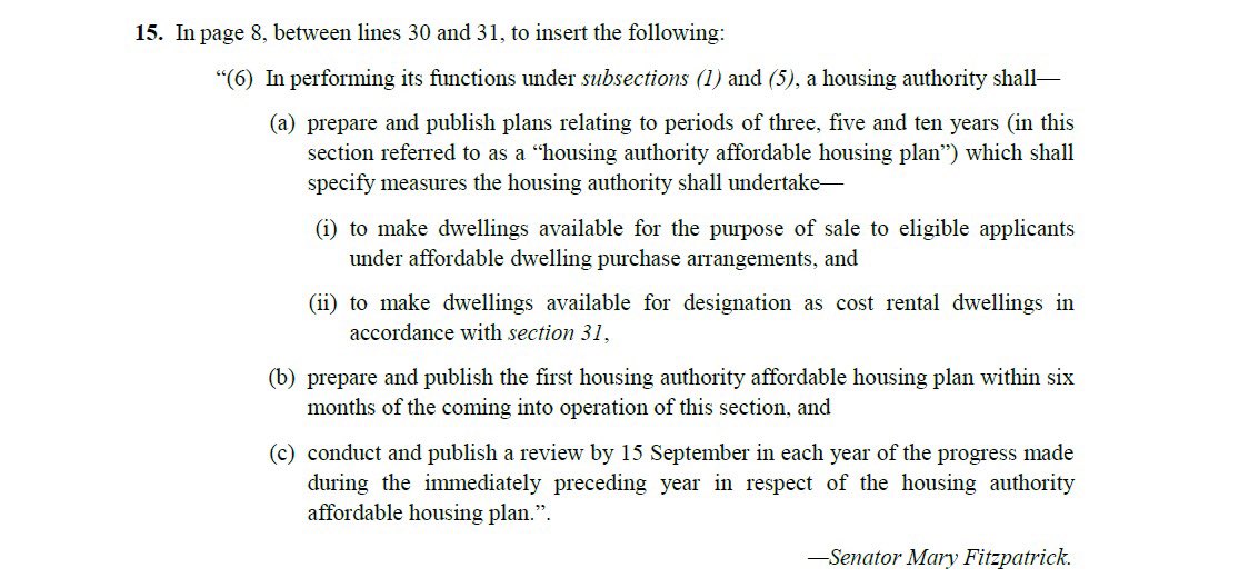 Unanimous support in #SeanadEireann for my amendment to Affordable Housing Bill requiring every Local Authority set Affordable Housing targets, to purchase and rent, in every county and annual review of same.  #AffordableHousing #AffordableCostRental #ViennaModel #HousingForAll