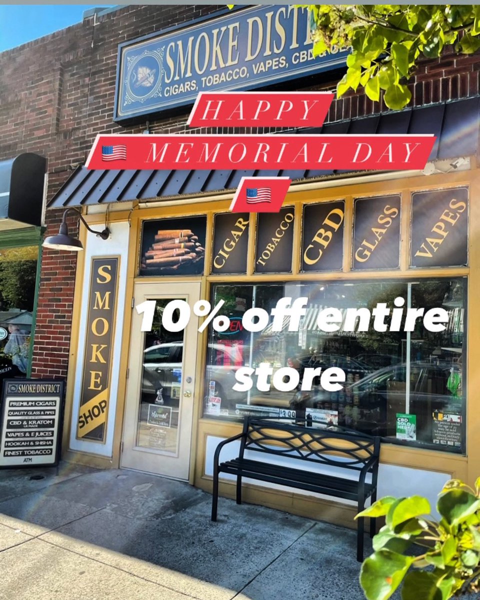 district_smoke's tweet photo. 🇺🇸 Happy Memorial Day 🇺🇸 ⭐️ Remember &amp; Honor ⭐️ #Cigars #cigar #baltimorecigars #marylandcigars #cigarlife #smoke #Hookah #Shisha #Tobacco #CBD #Kratom #glass #Pipe #pipesmoking #Vape #Vapes #Ejuice #Baltimore #Towson #maryland #hampdenbaltimore #hampden #memorialday #USA https://t.co/rXfvEfi9ZA
