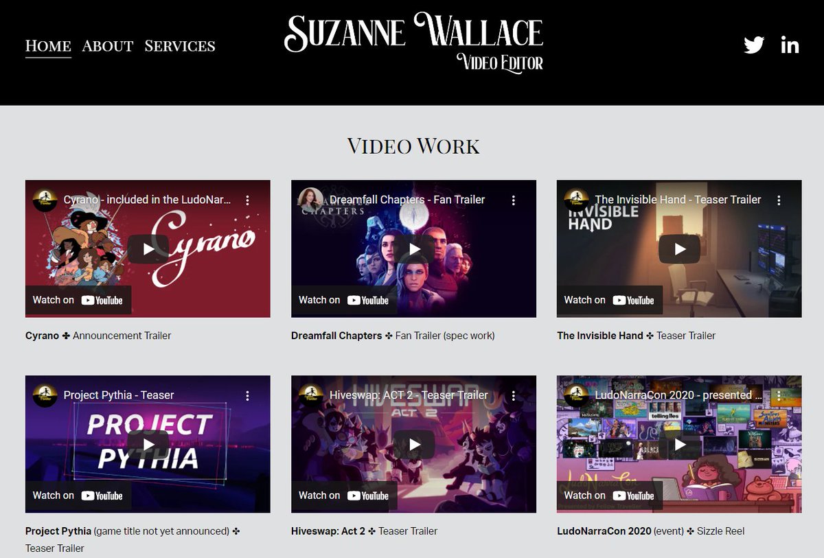 in case you missed it, I'm now available for freelance trailer work and would love to help you make your indie game trailer! RTs appreciated.

check out my past work 😎
suzannewallacetrailers.com

DM me or email suzannewallacetrailers@gmail.com for more info!