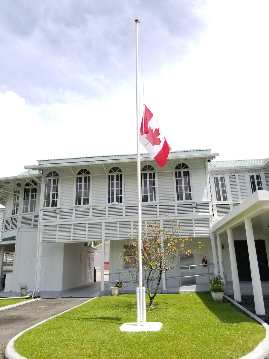 Canada in Guyana (@canambguyana) on Twitter photo The flags at the High Commission & all Government of Canada buildings are being flown at half mast due to the terrible discovery at the Kamloops Indian Residential School.
We mourn the lives of these Indigenous children & honour the survivors & their families.
<a href="/MK_Berman/">Mark Berman</a> The flags at the High Commission & all Government of Canada buildings are being flown at half mast due to the terrible discovery at the Kamloops Indian Residential School.
We mourn the lives of these Indigenous children & honour the survivors & their families.
<a href="/MK_Berman/">Mark Berman</a>