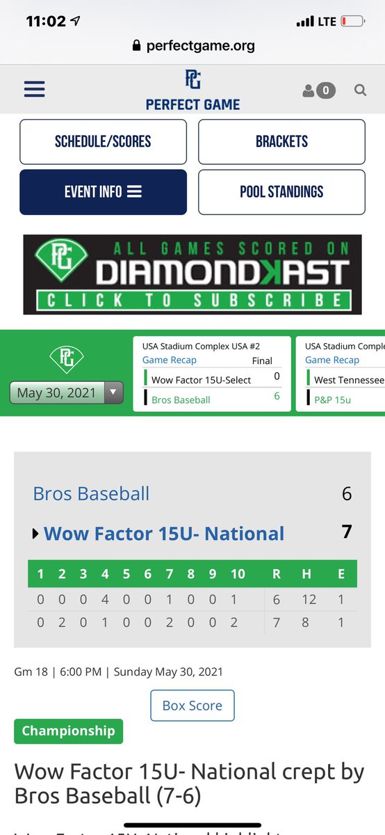 Coltonangell's tweet photo. Big team win in the bottom of the 10th inning. Super Excited to play with @15uWow for the summer. Thank you @EinhardtEvin for this great opportunity!  @USAStadium @PerfectGameUSA @PG_WiscMinn https://t.co/VSQvQaibyP
