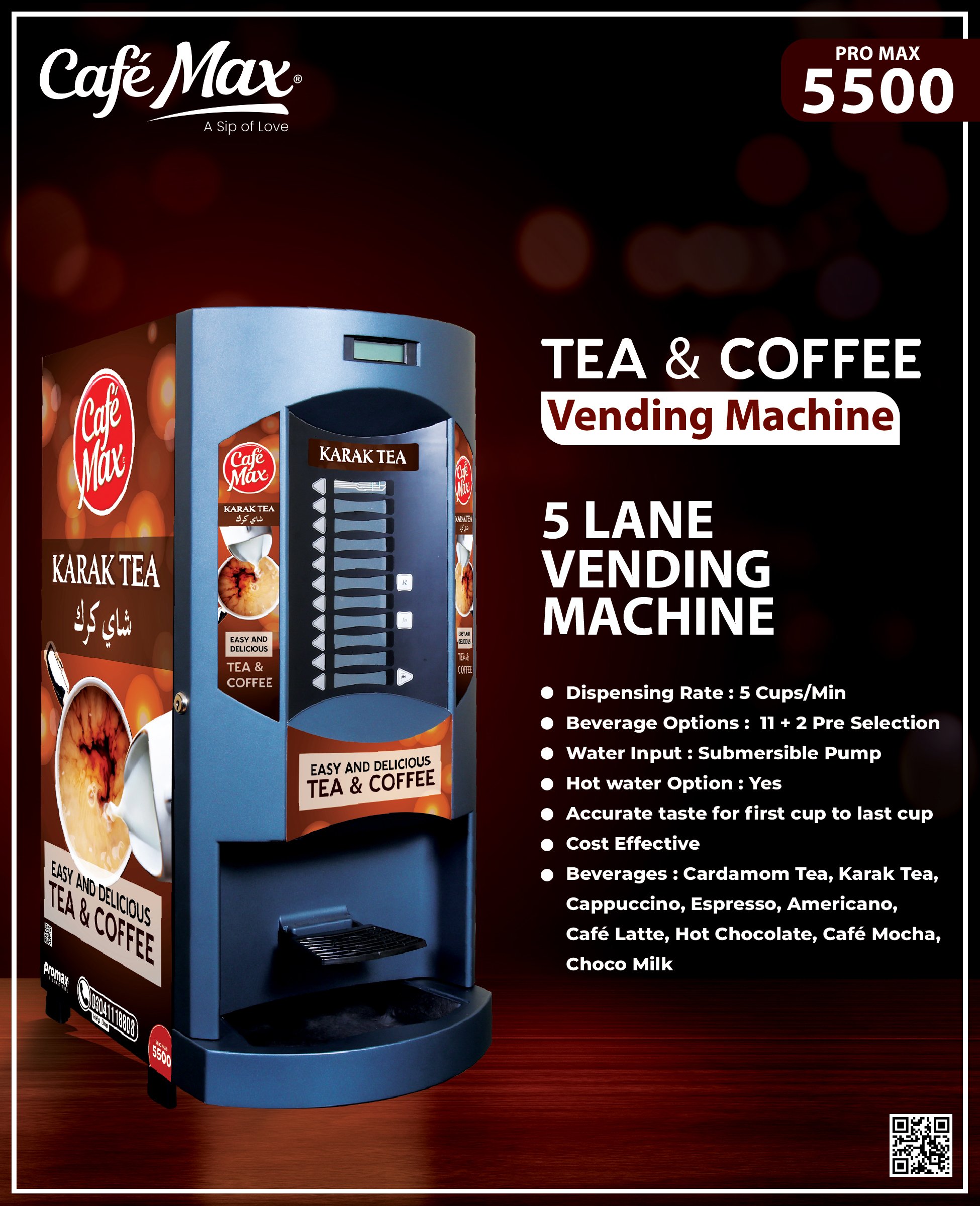 Pump Model - Coffee Tea Vending Machine - 2 Lane