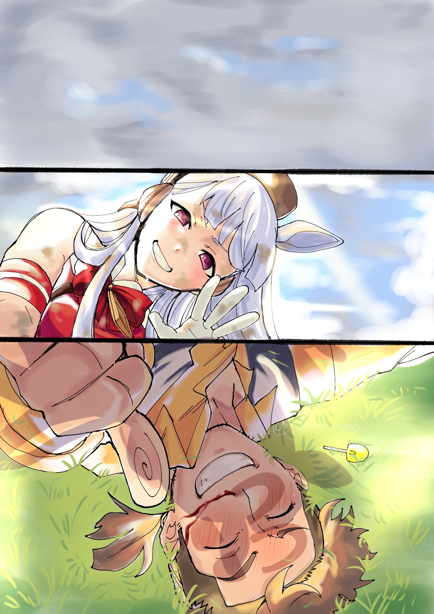 ねこまち ゴルシちゃん1着のアレを何回受け止めても平気なのは沖野tだからなんだよ ゲームでもトレーナーは沖野tだと思ってプレイしてますの看板を下げ ウマ娘