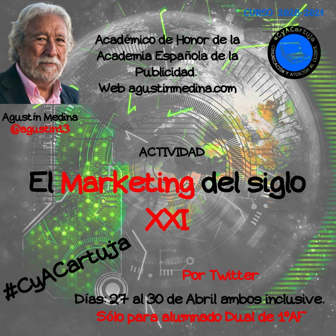 #Homenaje a <a href="/agustin13/">Agustín Medina</a> por su colaboración en nuestra comunidad #CyACartuja y por regalarnos tanto su tiempo como su conocimiento 

El #Marketing es una pieza clave en este módulo y contar con profesionales que ayudan a entenderlo mejor es un privilegio al alcance de pocos 😉