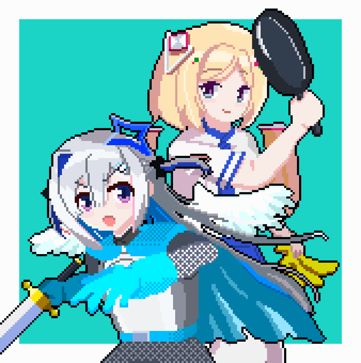 かなたんのミートピア配信から 戦士かなたそと料理人あきろぜ かなたーと アロ ながねぎ のイラスト