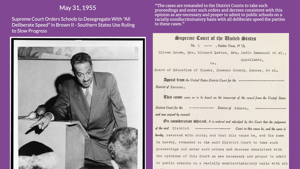 Howard Levin (@howlevin) on Twitter photo May 31, 1955 – Supreme Court Orders School Desegregation With "All Deliberate Speed" in Brown II - Southern States Use Ruling to Slow Progress
This Day in Civil Rights History – ohpcrm.org – My Daily Offering
#ohpcrm #civilrights #historyteacher
<a href="/TheHstryMakers/">The HistoryMakers</a> May 31, 1955 – Supreme Court Orders School Desegregation With "All Deliberate Speed" in Brown II - Southern States Use Ruling to Slow Progress
This Day in Civil Rights History – ohpcrm.org – My Daily Offering
#ohpcrm #civilrights #historyteacher
<a href="/TheHstryMakers/">The HistoryMakers</a>