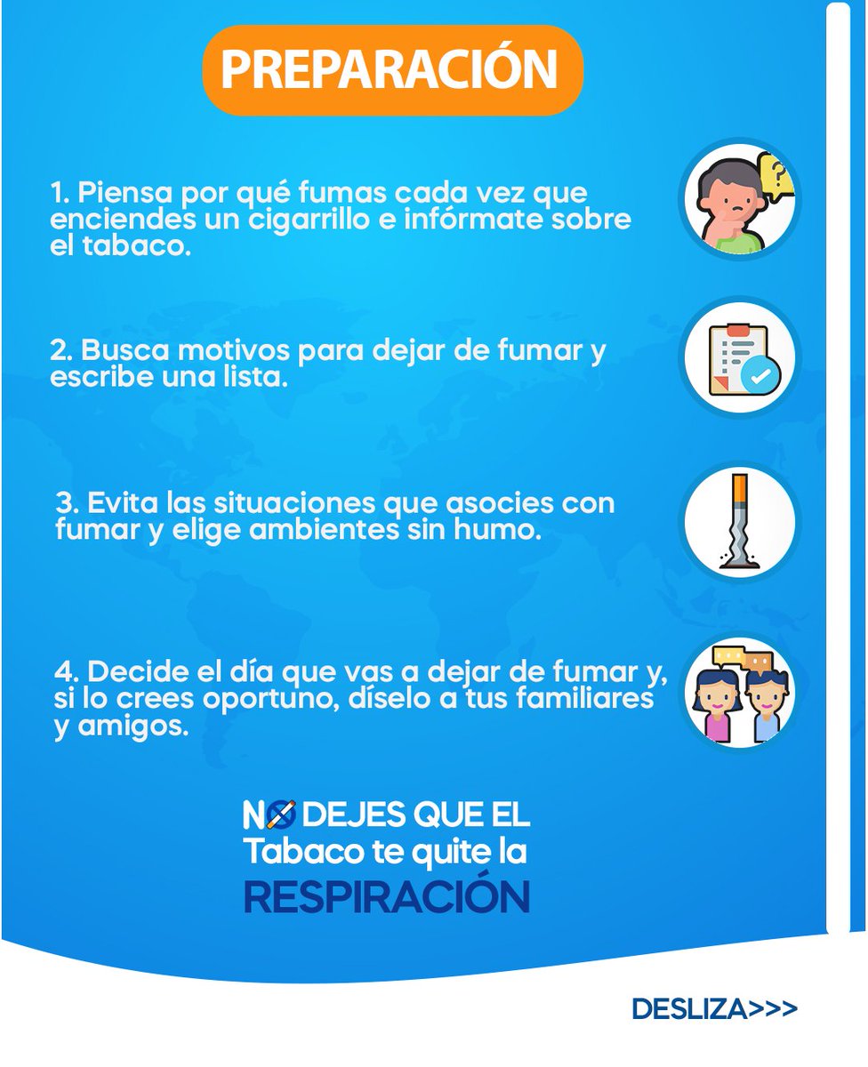 123hias's tweet photo. 🚭El #DíaMundialSinTabaco es una fecha que nos recuerda la importancia de llevar una vida con hábitos saludables.

👉🏽Recuerda que según la @opsoms

❌Cada año, más de 8 millones de personas mueren 💀 por causa del tabaco. 

¡Comprométete a dejarlo durante la Covid-19! https://t.co/53ww1BQywr