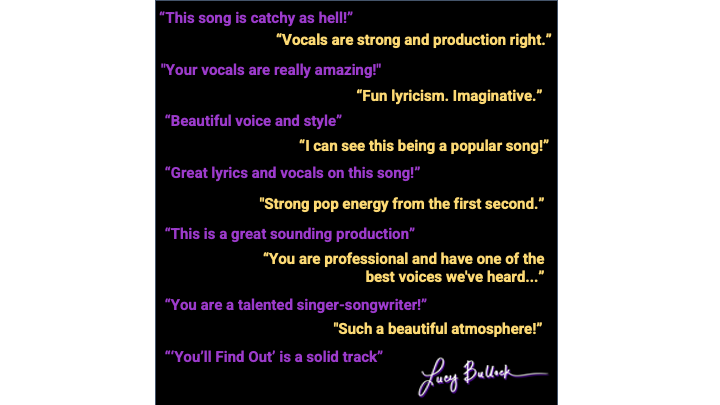 LucyBullockSing's tweet photo. I am so excited and humbled to hear what music critics are saying about "You'll Find Out."💜 Tomorrow is the big day! My first single will be released and available for streaming!

#musicmonday #chicagoartists #chicago #listentothis #newmusic
#newsong https://t.co/NwWRi40Ngi