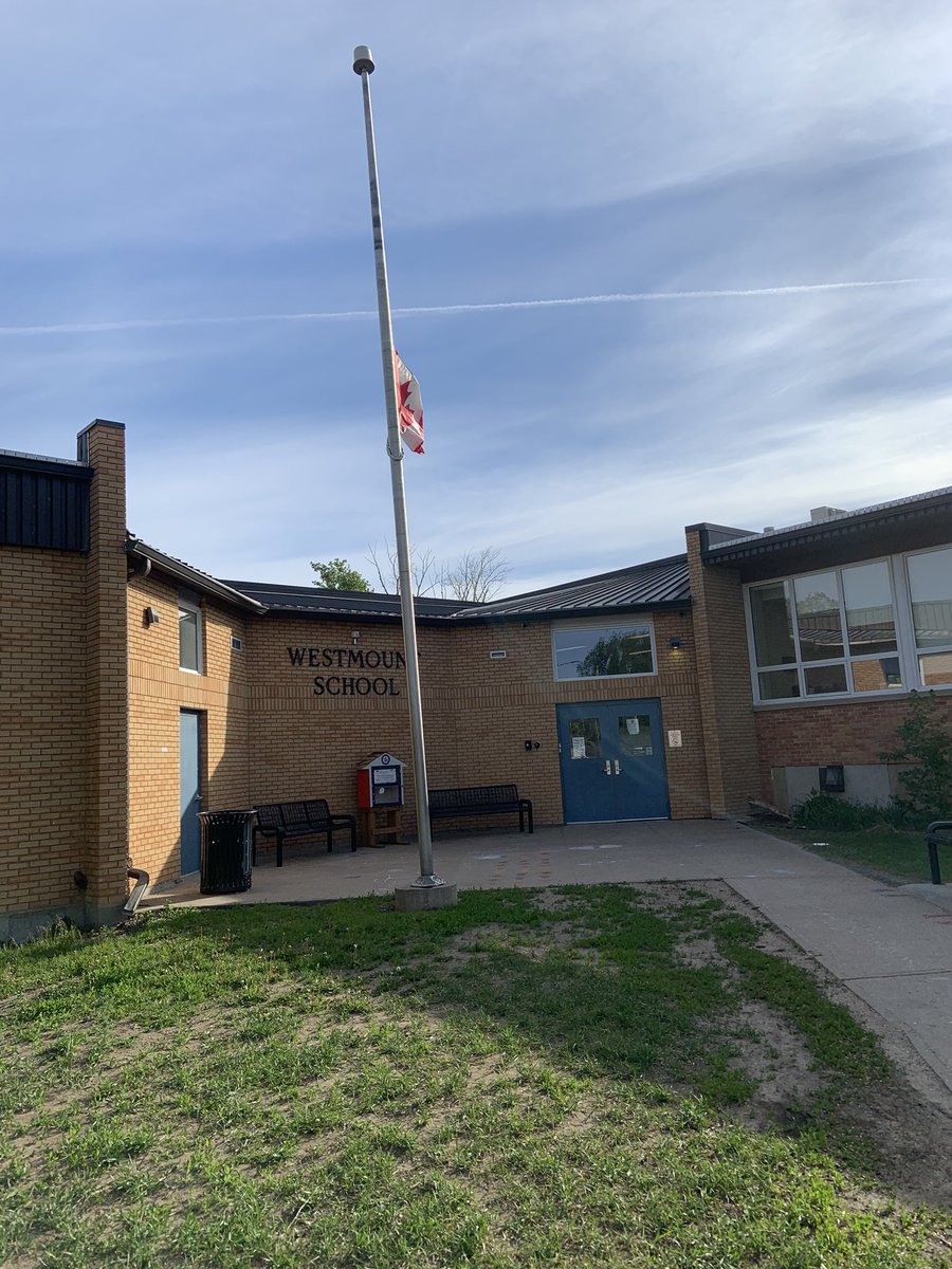 In unison with Saskatchewan schools   <a href="/WestmountSchool/">Westmount Elementary</a> <a href="/PrairieSouth/">Prairie South</a> flying our flag at half mast today in remembrance of 215 lost children. #neverforgotten
