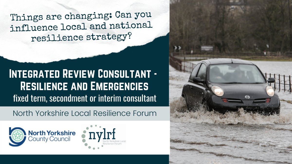 Can you influence local and national #resilience strategy?

<a href="/NYorksPrepared/">North Yorks Prepared</a> are seeking an Integrated Review Coordinator to lead a pilot to strengthen resilience and contribute to the National Civil Contingencies Act review.

Apply: nyccjobs.engageats.co.uk/Vacancies/W/60…

#Prepared