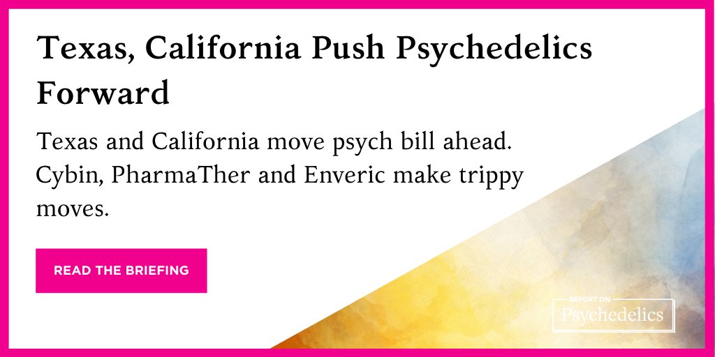 ReponPsych's tweet image. All of the psychedelic news you need this week, explained in The Briefing: reportonpsychedelics.com/texas-californ…