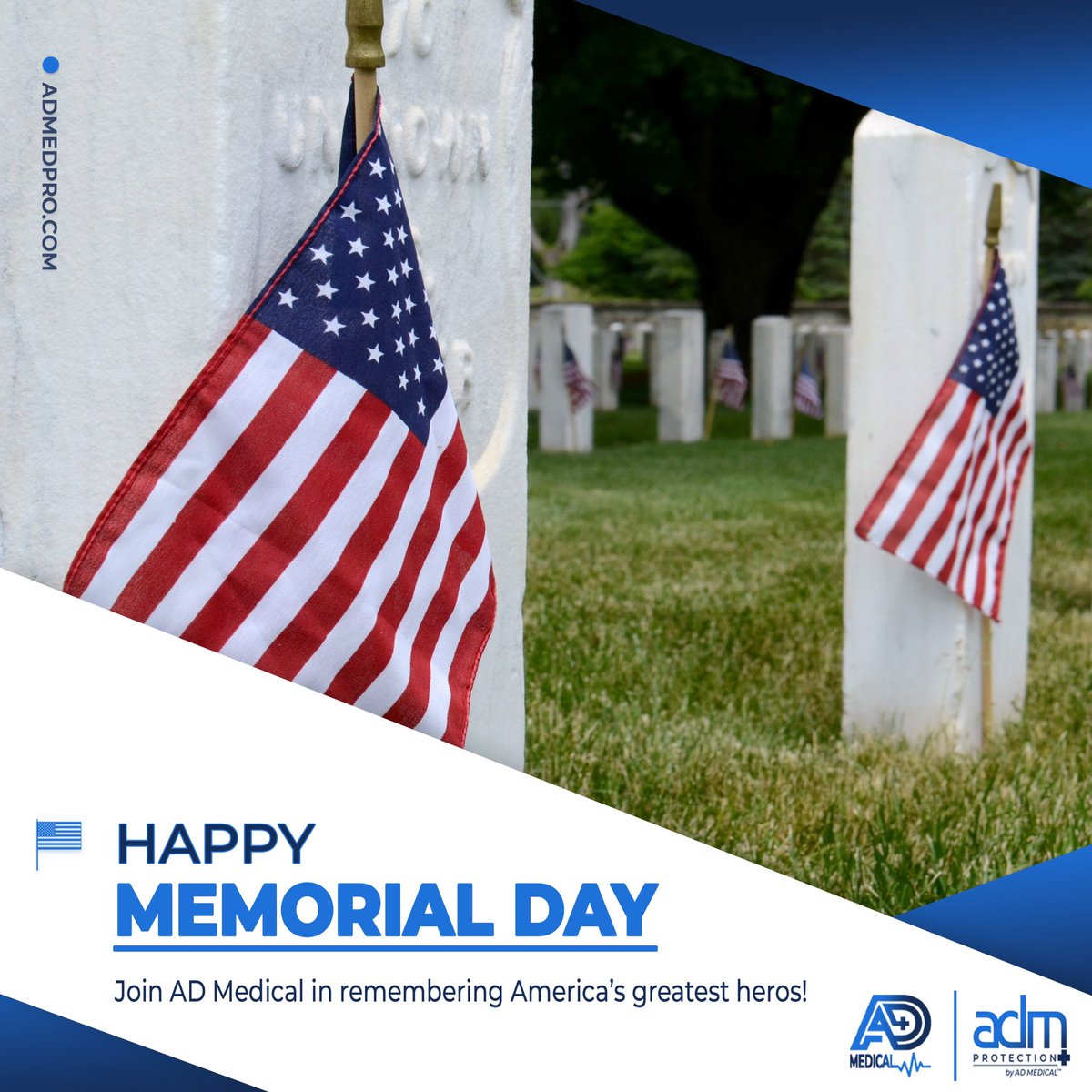 ADMEDPRO's tweet photo. Today we remember and honor all of the men and women who gave the ultimate sacrifice in the name of our freedom. 🇺🇸 Wishing you and your family a safe #MemorialDay2021 from your friends at #ADMedical and #ADMProtection https://t.co/Gm62Aquy6f