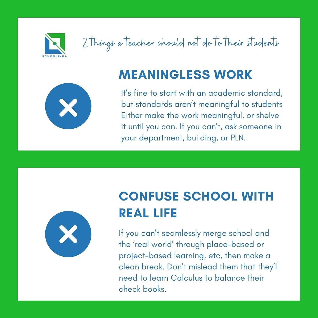Here are two things a teacher should not do to their students.

What other things can you think of too? Share in the comment section.

Happy new week!

#Schoolinka