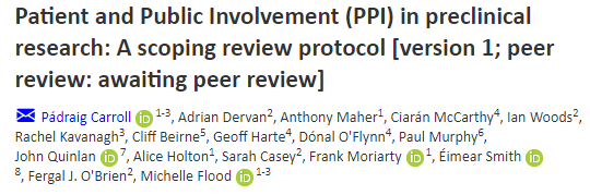 PPI Ignite Network Ireland (@ppi_ignite_net) on Twitter photo Protocol for a timely scoping review on PPI in preclinical research from <a href="/RCSI_Research/">RCSI Research and Innovation</a> . What and where is the potential for #PPI? Some research to watch out for by <a href="/padraigc96/">Pádraig Carroll (Ó’Cearbhaill)</a> <a href="/AdrianDervan/">Adrian Dervan</a> <a href="/shellflood/">Michelle Flood</a> & colleagues.
#PPI_Ignite
<a href="/NIHRresearch/">National Institute for Health and Care Research</a> @irishrugby Protocol for a timely scoping review on PPI in preclinical research from <a href="/RCSI_Research/">RCSI Research and Innovation</a> . What and where is the potential for #PPI? Some research to watch out for by <a href="/padraigc96/">Pádraig Carroll (Ó’Cearbhaill)</a> <a href="/AdrianDervan/">Adrian Dervan</a> <a href="/shellflood/">Michelle Flood</a> & colleagues.
#PPI_Ignite
<a href="/NIHRresearch/">National Institute for Health and Care Research</a> @irishrugby