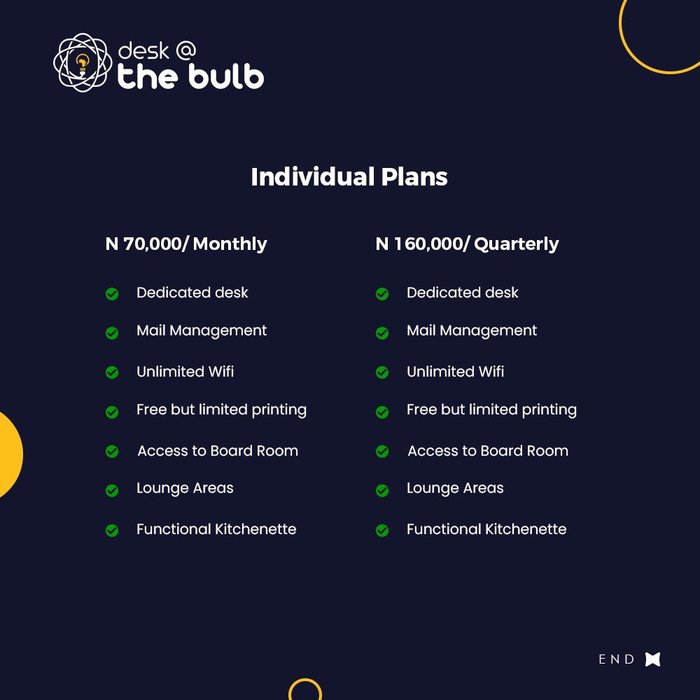 desk_bulb's tweet photo. Do you need a work space or a space to host trainings and meetings? 

Check out our facility (link in bio). Swipe to see our business and individual plans.

To book or learn more about our co-working services click the link in our bio. https://t.co/RZHsTJlLLo