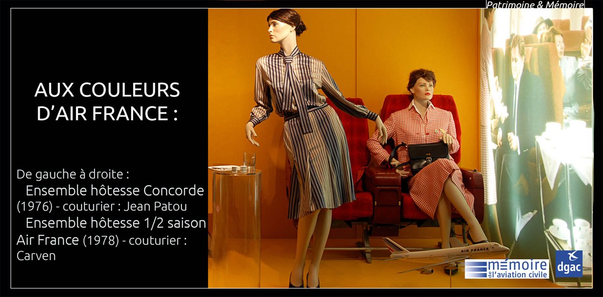 DGAC's tweet image. #InternationalFlightAttendantDay 

Au fil du temps, l’uniforme des PNC suit le rythme &amp;amp; les changements de la mode, reflet d’une époque &amp;amp; d’une société.
De nos jours, chaque création est le signe distinctif d’une
compagnie aérienne. Son rôle est de susciter l’envie de s’envoler :