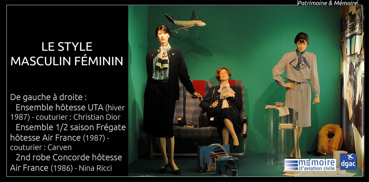 DGAC's tweet image. #InternationalFlightAttendantDay 

Au fil du temps, l’uniforme des PNC suit le rythme &amp;amp; les changements de la mode, reflet d’une époque &amp;amp; d’une société.
De nos jours, chaque création est le signe distinctif d’une
compagnie aérienne. Son rôle est de susciter l’envie de s’envoler :
