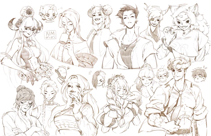 The sketches are done!!! Thanks for lending me your OCs~~ I hope i did them justice =v= 