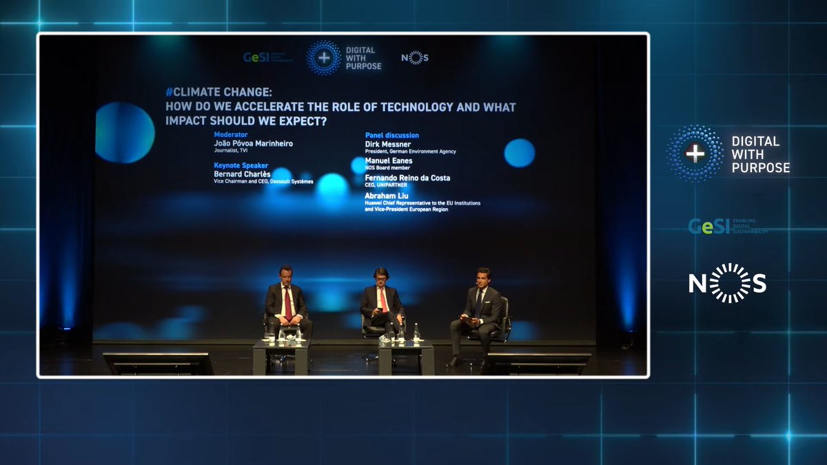The second panel: "Climate Change:
How do we accelerate the role of technology and what impact should we expect?" is now live with <a href="/DirkMessner/">Dirk Messner</a>, <a href="/AbrahamLiukang/">Abraham Liu</a>, Fernando Reino da Costa, and Manuel Eanes. 

Watch it here: gesi.org/events/digital… #DigitalwithPurpose
