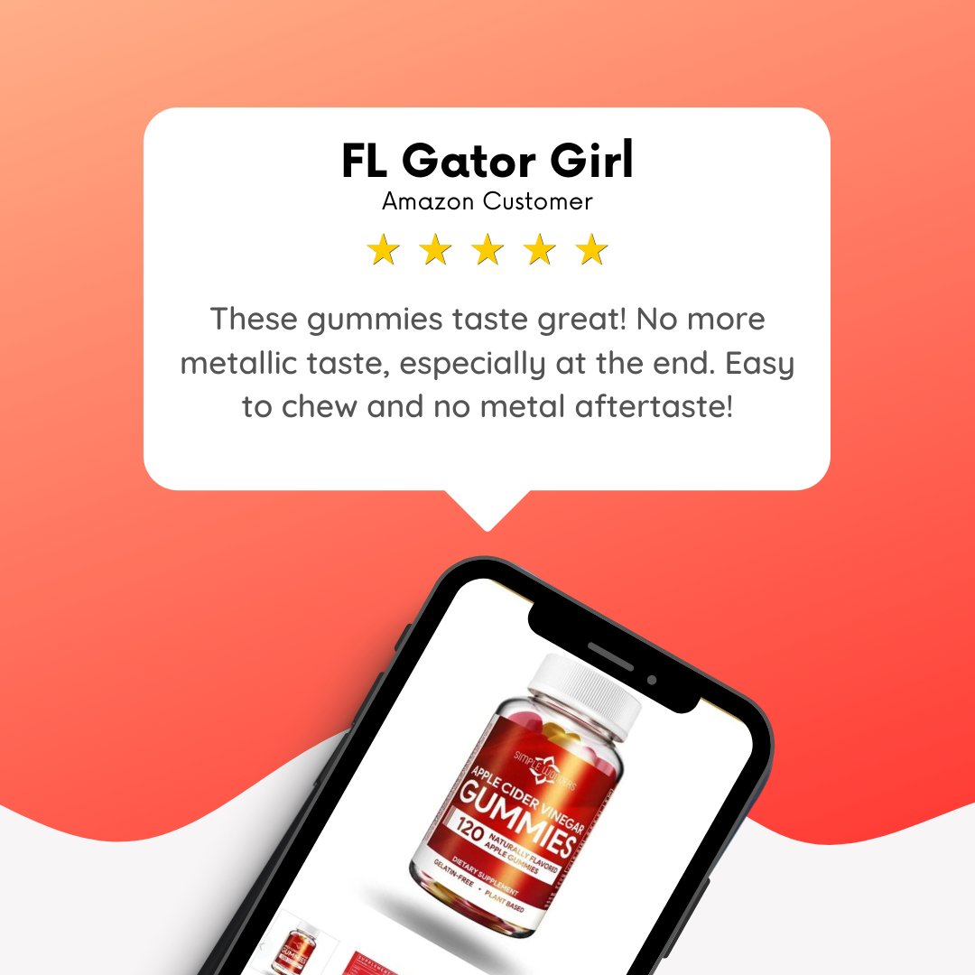 SimpleWonders_'s tweet photo. These gummies taste great! No more metallic taste, especially at the end. Easy to chew and no metal aftertaste! - FL Gator Girl, Amazon Customer on ACV Gummies. 

#simplewonders #ACVgummies #themother #supplements #applecidervinegar #health #healthygummies #gummysupplements https://t.co/87FBa0p4rP