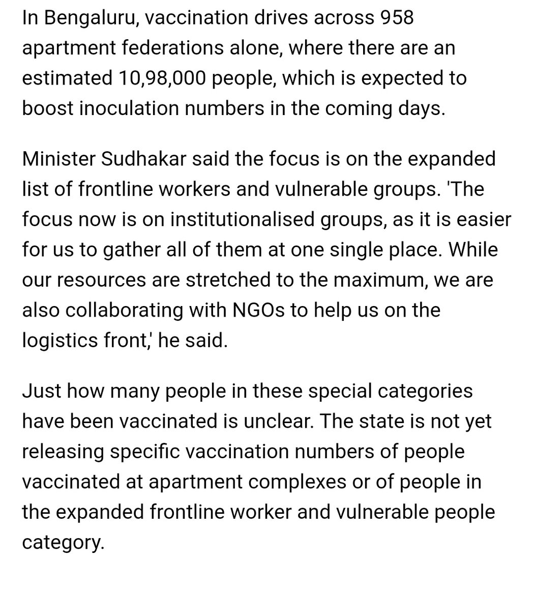 NorthKA_Rises's tweet photo. Deccan Herald report!! 
1) says vaccination picked up in Karnataka 
2) 958 apartments have done vaccine drives in bangalore
People in dharwad are not able to get vaccine for 18+ since last 15+ days!! Wer are the vaccines? 
@Hubballi_Infra 
@hublimandi @Amitsen_TNIE @JoshiPralhad https://t.co/OacJDYcKX9