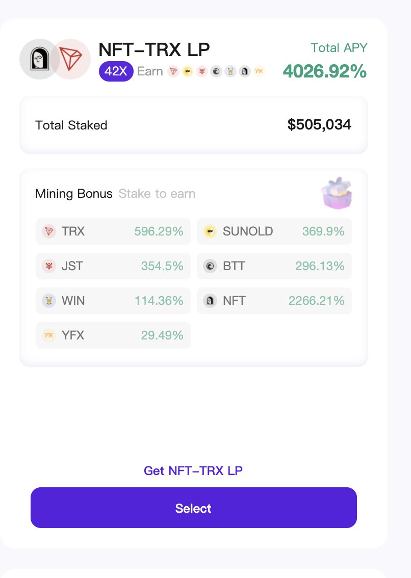justinsuntron's tweet photo. $NFT / $TRX pair staking reward is 4,026% APR.  #TRON #TRX #NFT https://t.co/0ClYzsfSlj