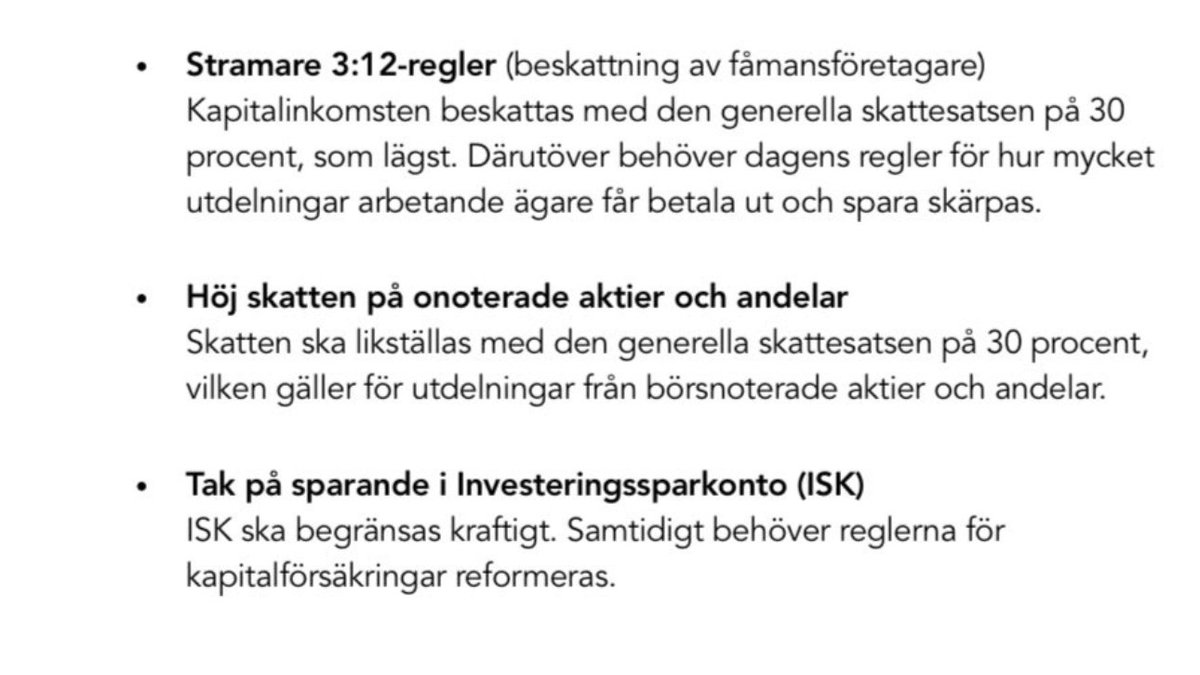 emanuelorten's tweet photo. Över två miljoner svenskar använder ISK för att spara i fonder eller aktier. De flesta är långtifrån några börs-VD:ar, utan sparar till sin pension, en kontantinsats eller bara för att få en större buffert. Det borde uppmuntras, inte "begränsas kraftigt" av Socialdemokraterna. https://t.co/kVsn3CcGh2