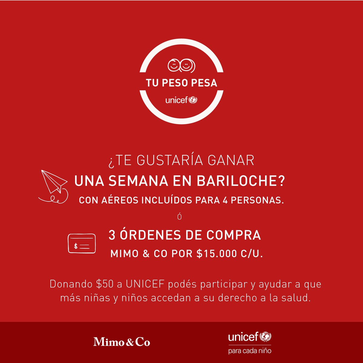 Hoy comienza la 18° campaña “Tu Peso Pesa” a beneficio de @unicefargentina.
Este año los fondos recaudados en la campaña serán destinados a la compra de conservadoras de vacunas para poder llegar a todo el país y
lograr que más niñas y niños accedan a su derecho a la salud. 👫❤️