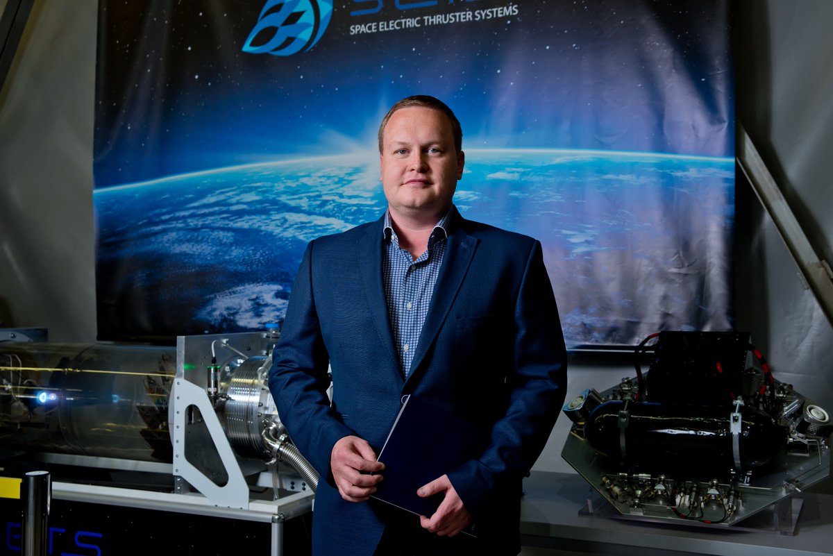 sets_space's tweet photo. On Thursday, May 27, the Prime Minister of Ukraine Denis Shmygal visited the Flight Control R&amp;D Center. It was an honor for #SETSspace to demonstrate ST-25 Hall Thruster in the frame of this official event💥. We look forward to furthering cooperation with the Ukrainian government https://t.co/IZeR6tRn5D