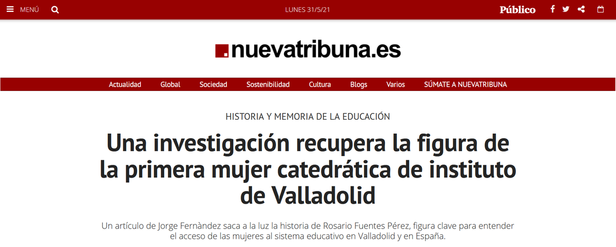fupero1's tweet photo. Una investigación recupera la figura de la primera mujer catedrática de instituto de Valladolid
https://t.co/OMSKdzpbPN https://t.co/sx3fudJA94