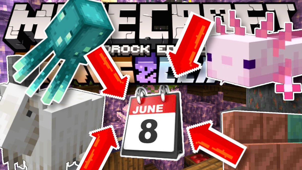 Skippy6Gaming's tweet image. The New #Minecraft #Bedrock #CaveUpdate ✅1.17✅ Part 1 Release date is announced for JUNE 8TH 2021! The update will include most new blocks the Goat,Axolotl &amp;amp; Glow Squid - Deep Dark,Warden &amp;amp; new gen. are in part 2 in December. 💬Check the Vid right HERE-&amp;gt; bit.ly/2UA1Dal
