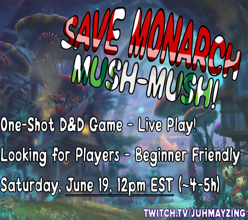 Juhmayzing's tweet photo. D&amp;D Live Play - LF for players. DM for more details! #dungeonsanddragons #LFG #smallstreamer #LGBTQ https://t.co/6tffh6y2bA
