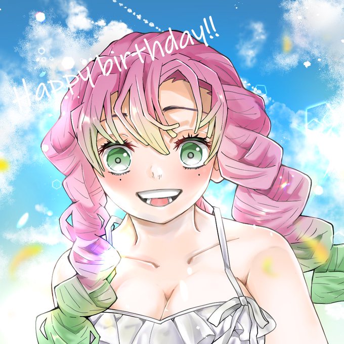 まるちーず。さんがTwitterに投稿した甘露寺蜜璃(鬼滅の刃)のイラスト。