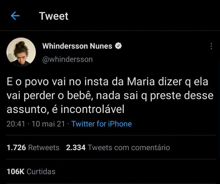 hammyerr's tweet photo. palavras tem poder.
sendo elas boas ou ruins. 
a maldade das pessoas em desejarem mal a um bebê me surpreende. 
meus sentimentos, @whindersson e maria! 🖤 https://t.co/ROYQeYjKJK