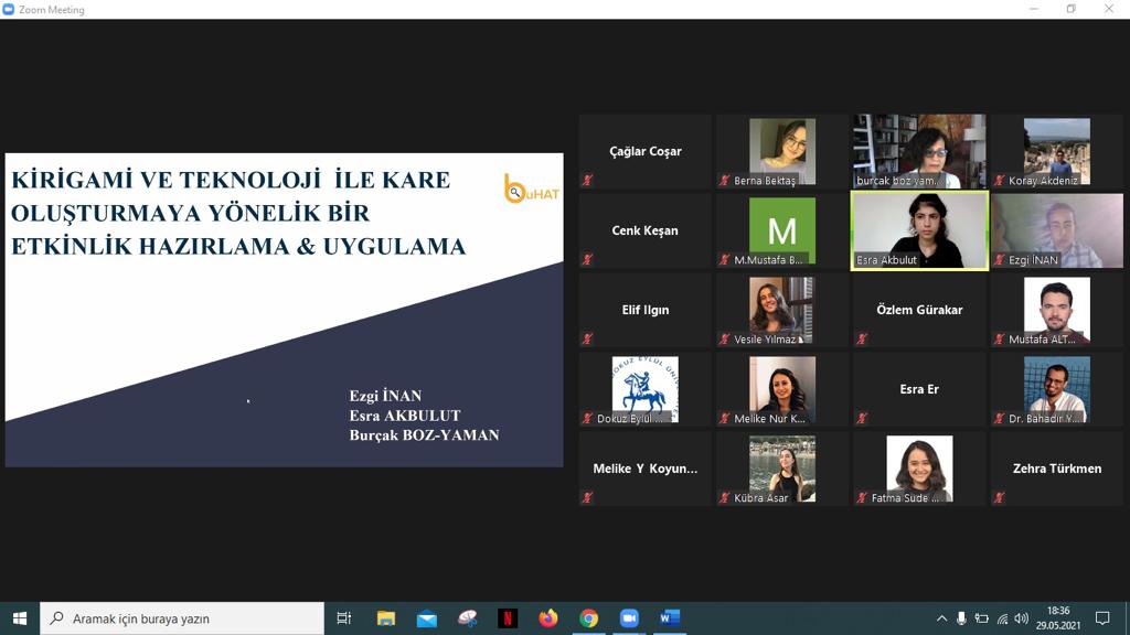 BuHAT_MSKU's tweet photo. Ekip üyelerimizden Esra ve Ezgi “Kirigami ve Teknoloji ile Kare Oluşturmaya Yönelik Bir Etkinlik Hazırlama ve Uygulama" başlıklı bildirilerini #UBEST2021 ‘de sundular.🥳
Arkadaşlarımızı sonuna kadar destekliyor, ve başarılarından dolayı tebrik ediyoruz.☘️
#BuHAT https://t.co/pl67VqeFdT