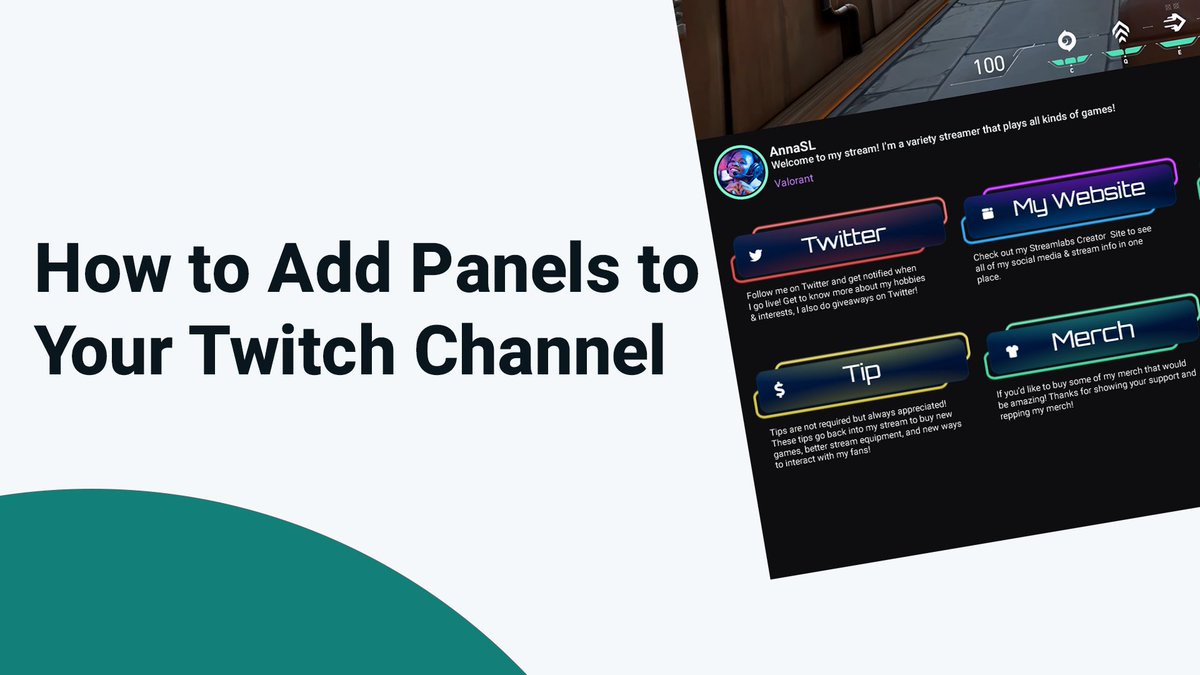 streamlabs's tweet photo. Getting your @Twitch #stream to stand out doesn't have to be tough.
With #Streamlabs #PanelMaker, you can create custom panels to promote your most important links.
Follow this guide to get started: https://t.co/yuEjJQ6Elw https://t.co/qxjFfq9eow