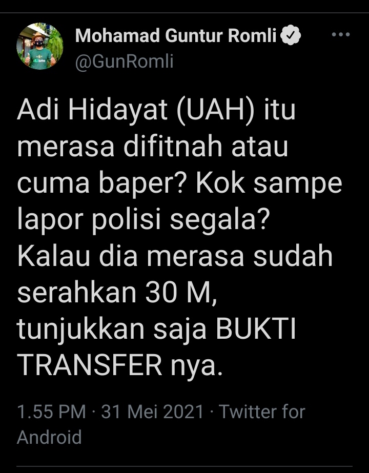 hukumdan_'s tweet photo. Indonesia ini negara Hukum dek.. Bukan negara nenek moyang lu.. Kalau ada pelanggaran hukum di depan mata lu. 
Siapa pun boleh membuat LP. 
Mimpi aja bisa buat LP.
Tanya gerombolan lu
@GunRomli https://t.co/VuRd07dVvw