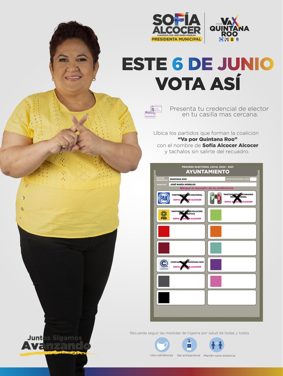 Vota por la experiencia y no por la simulación, confía en los hechos y no en las palabras para que #JuntosSigamosAvanzado.

#VotaXSofíaAlcocer
#VaXJoséMaríaMorelos 🔵🔴🟡
#UnidosSomosFuertes