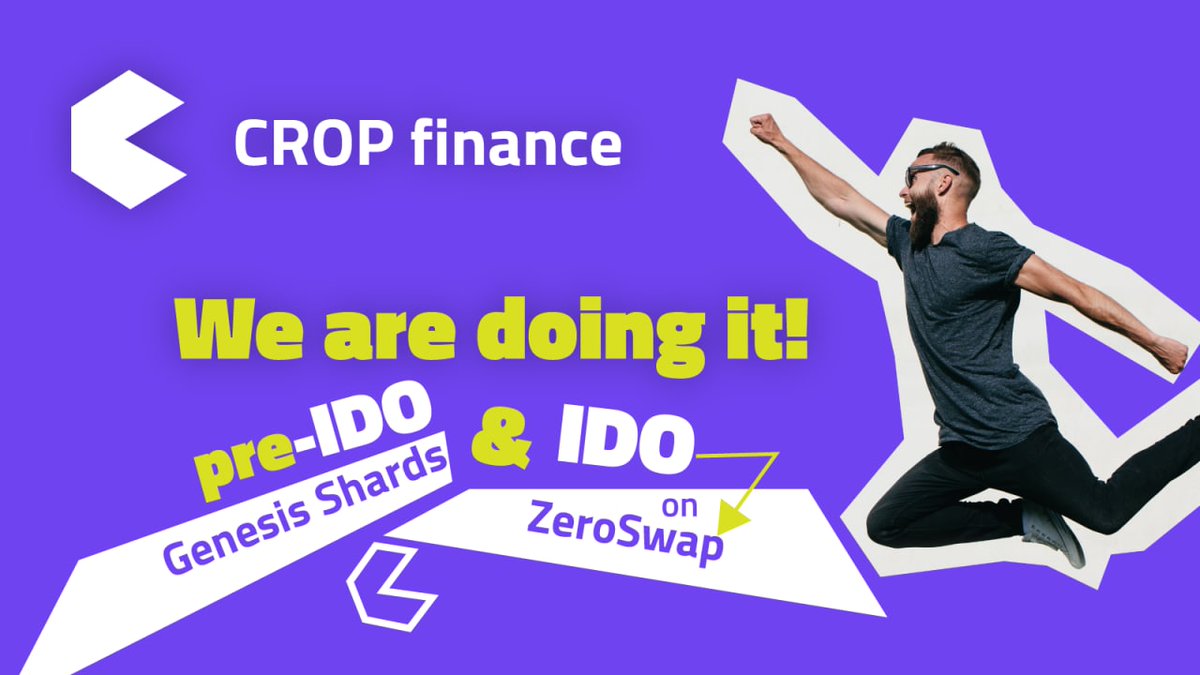 crop_finance's tweet photo. After successful pre-IDO on @GenShards, we are launching IDO on the 2nd of June on @ZeroSwapLabs
 
Yes - we are excited! 🥳

🌱Join us on Telegram to chat to us:
https://t.co/MGKlM7IoDR

#Genshards #preIdo $CROP #yieldfarming #LP #defi #crypto #crosschain  #IDO #zeroswap https://t.co/39bic2cy5V