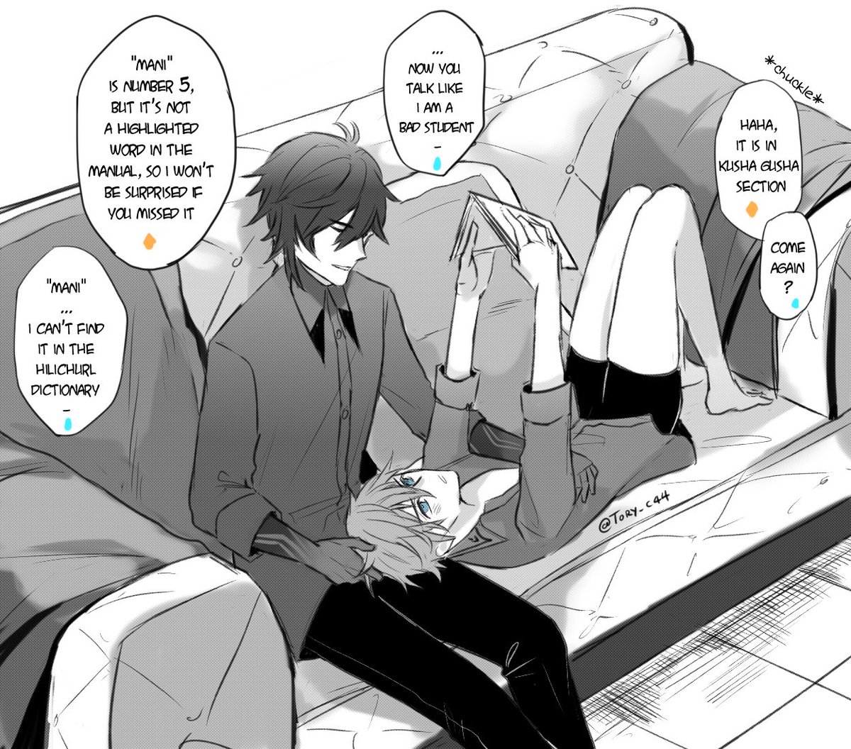 Based on me &amp; my friend dialogues when we hang out for a ZC date. 🔶💧
The conversation is still going on in this scene so you can check it in the reply thread
---
This can be count as one of "#ZhongChi daily life in that Teapot house series", right? 