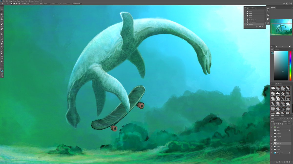 Like most plesiosaur #paleoart, the addition of a skateboard improves this scene 1000%. #PlesioWHOOOAAHHH!