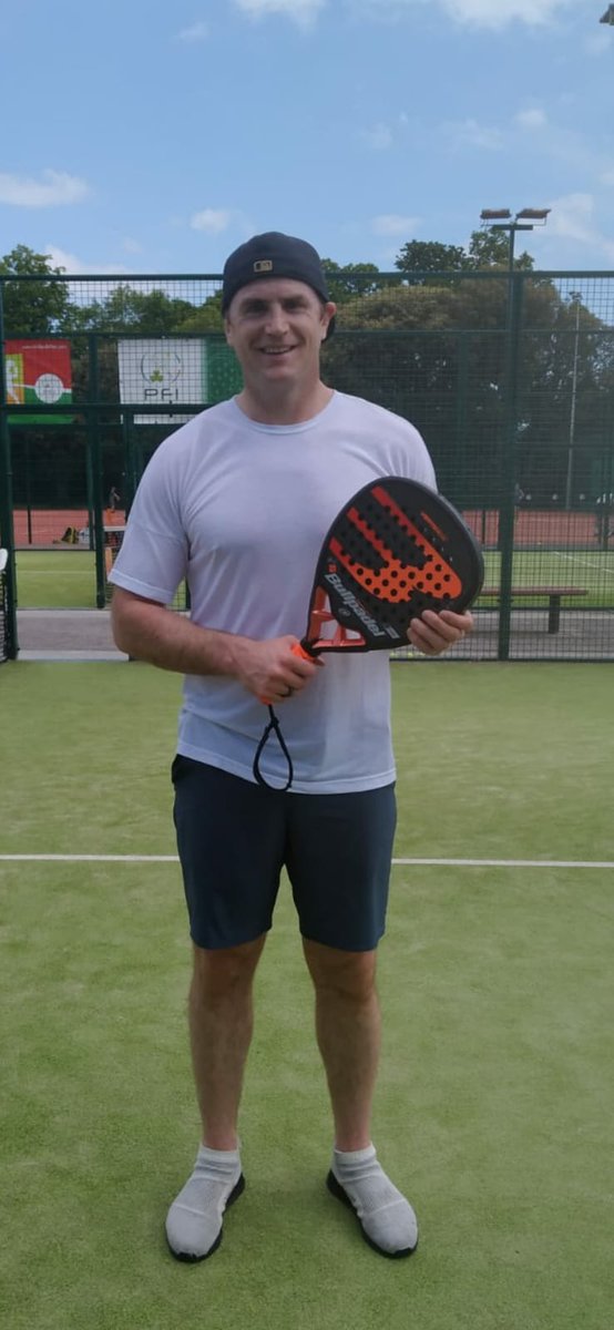 PadelFederation's tweet photo. A backrow with a mean backhand! 💪 Retired Rugby International @Jamie Heaslip pictured here getting ready for his weekly  padel lessons in association with the Padel Federation of Ireland (PFI).
# Jamie Heaslip # Padel Ireland # FIP # IRFU # Padel for everyone https://t.co/DgvQoy9ESd